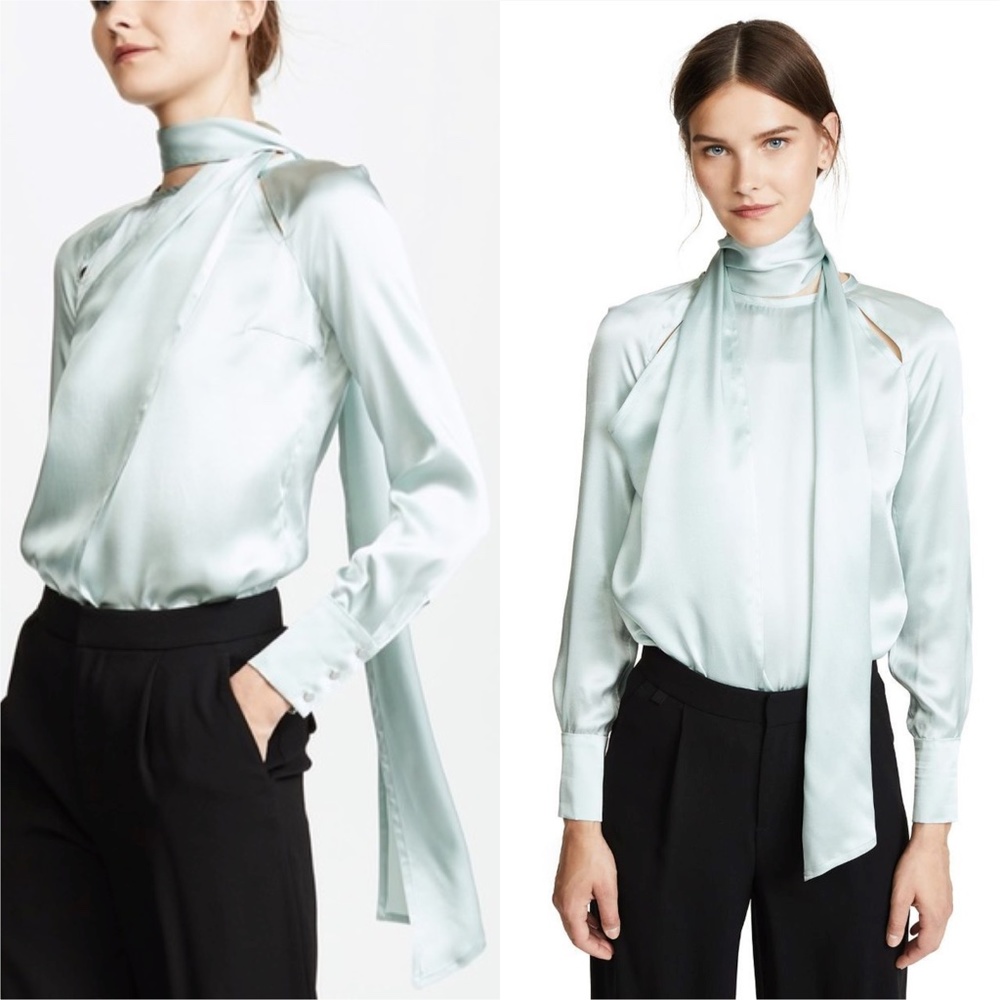YIGAL AZROUËL Silk Mock Neck Blouse